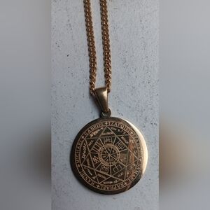 Engraved Gold Medallion Necklace